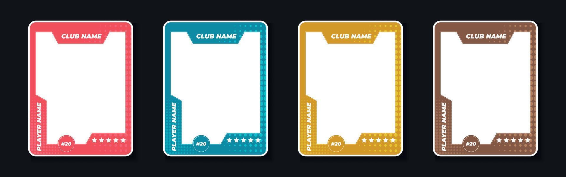 trading card template design for sports, picture frame for player performance, photo frame or border collection for hockey, basketball and football player, sports flyer design vector