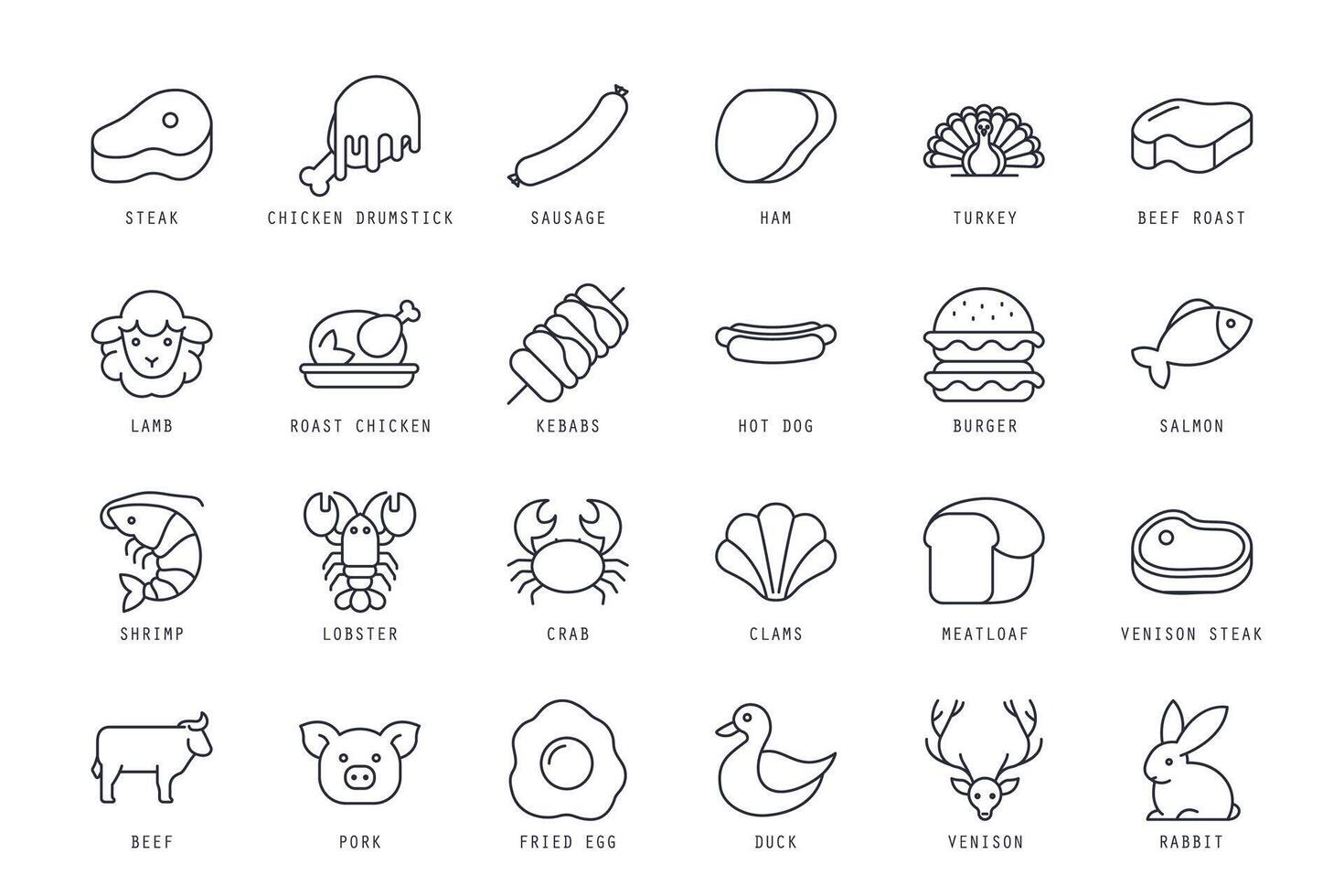 Set of meat icons illustration. icons bundle isolated on white background. vector