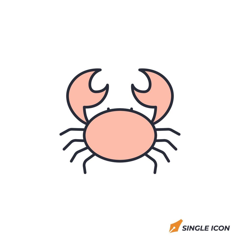 Crab icon illustration. Crab symbol isolated on white background vector