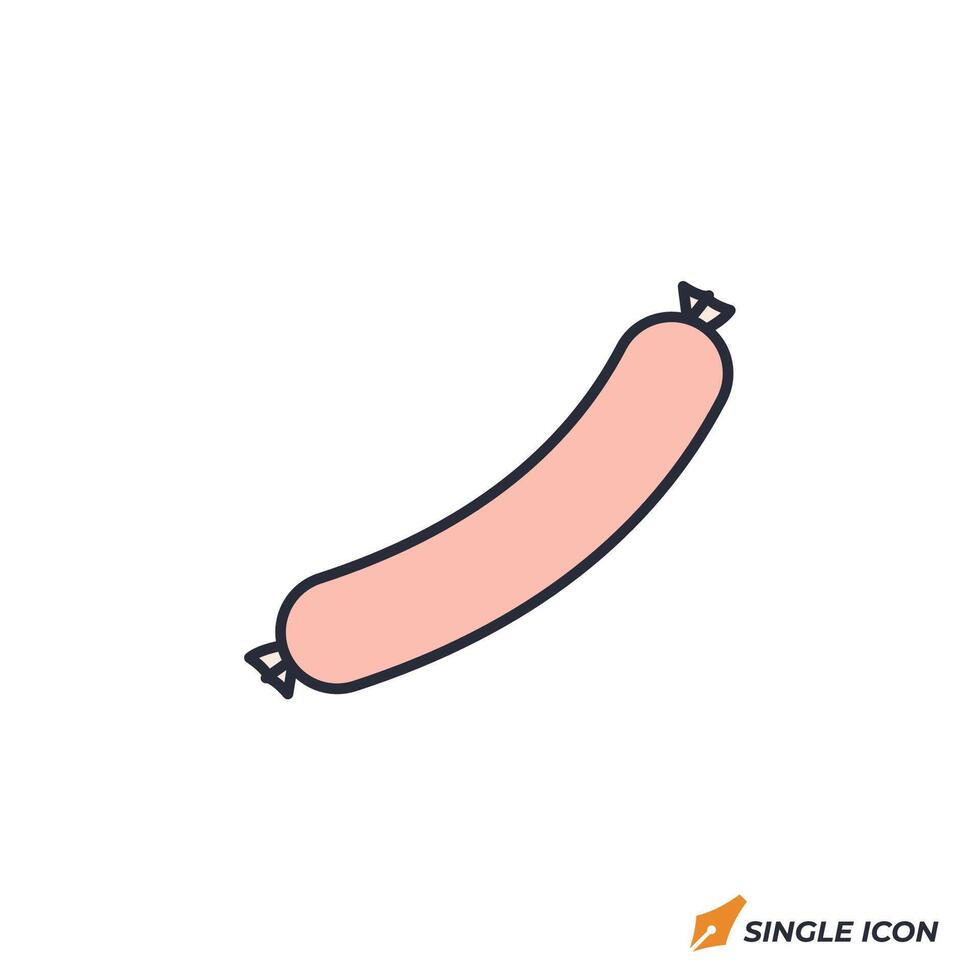 Sausage icon illustration. Sausage symbol isolated on white background vector