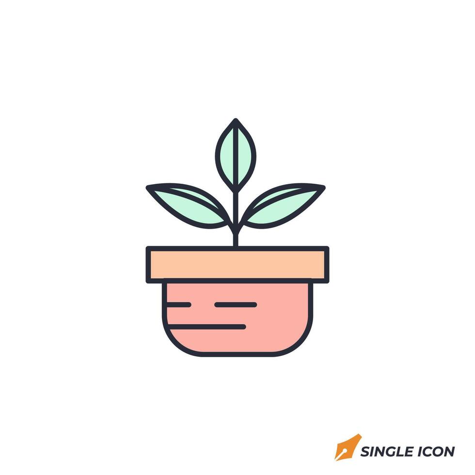 Plant Pot icon illustration. Plant Pot symbol isolated on white background vector
