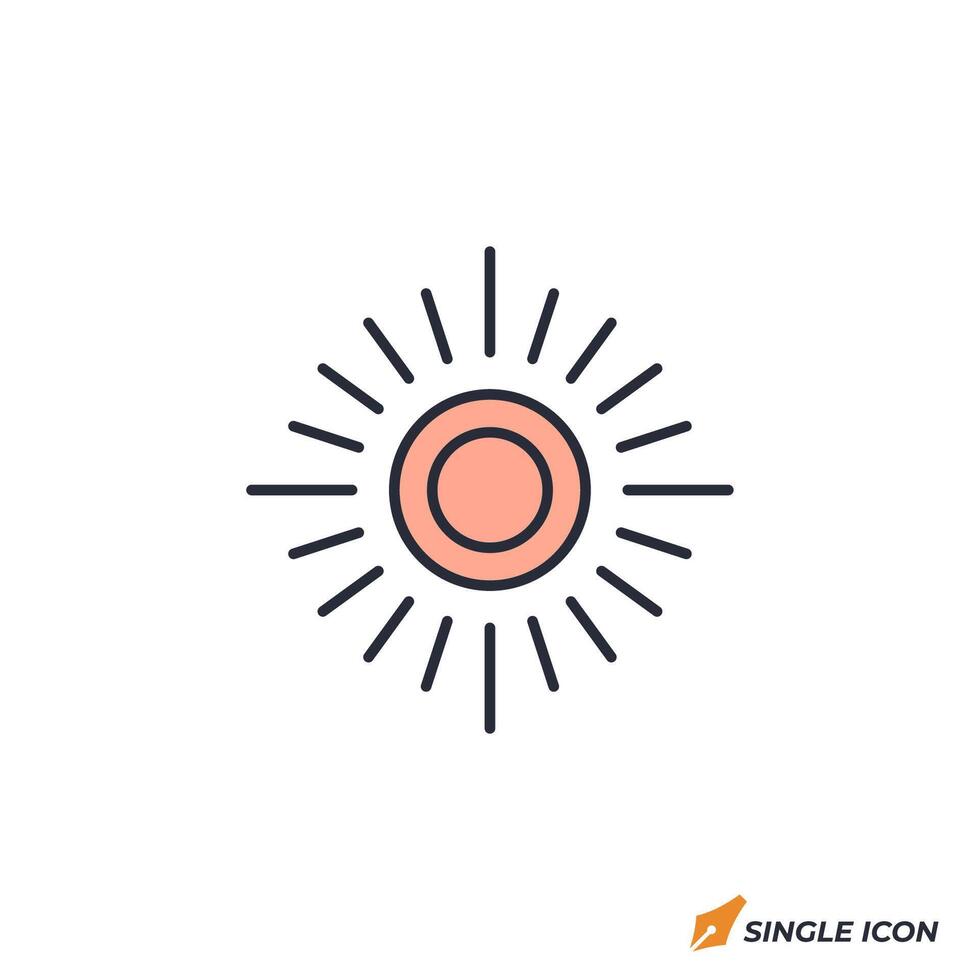 Sun icon illustration. Sun symbol isolated on white background. vector