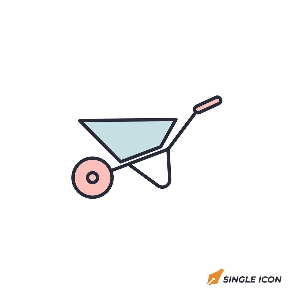 Wheelbarrow icon illustration. Wheelbarrow symbol isolated on white background vector