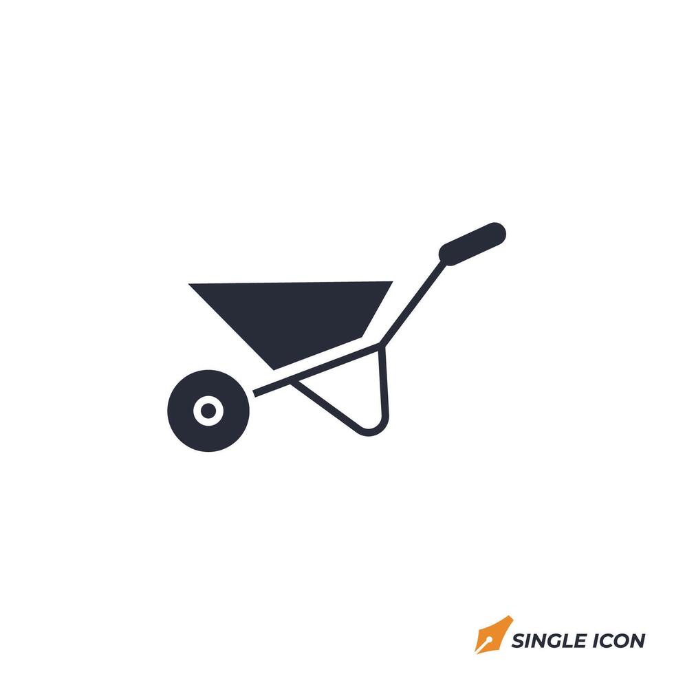 Wheelbarrow icon illustration. Wheelbarrow symbol isolated on white background vector