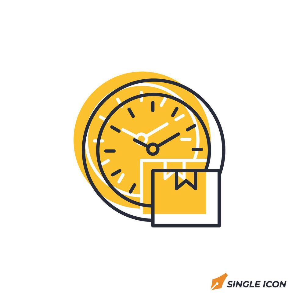 package clock icon illustration. package clock symbol isolated on white background. vector