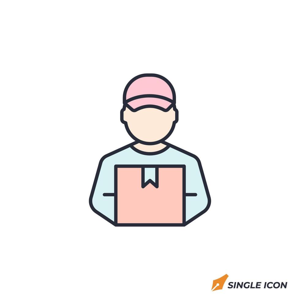 delivery person icon illustration. delivery person symbol isolated on white background. vector