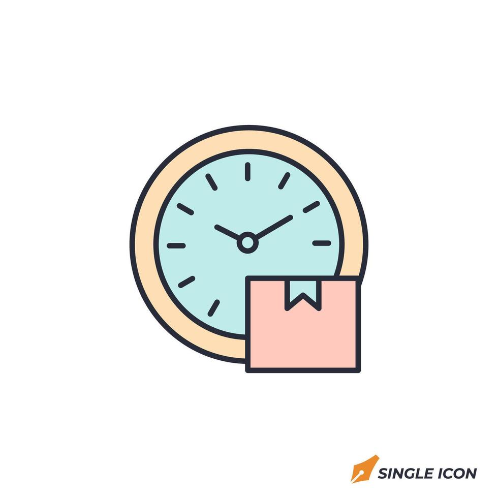 package clock icon illustration. package clock symbol isolated on white background. vector