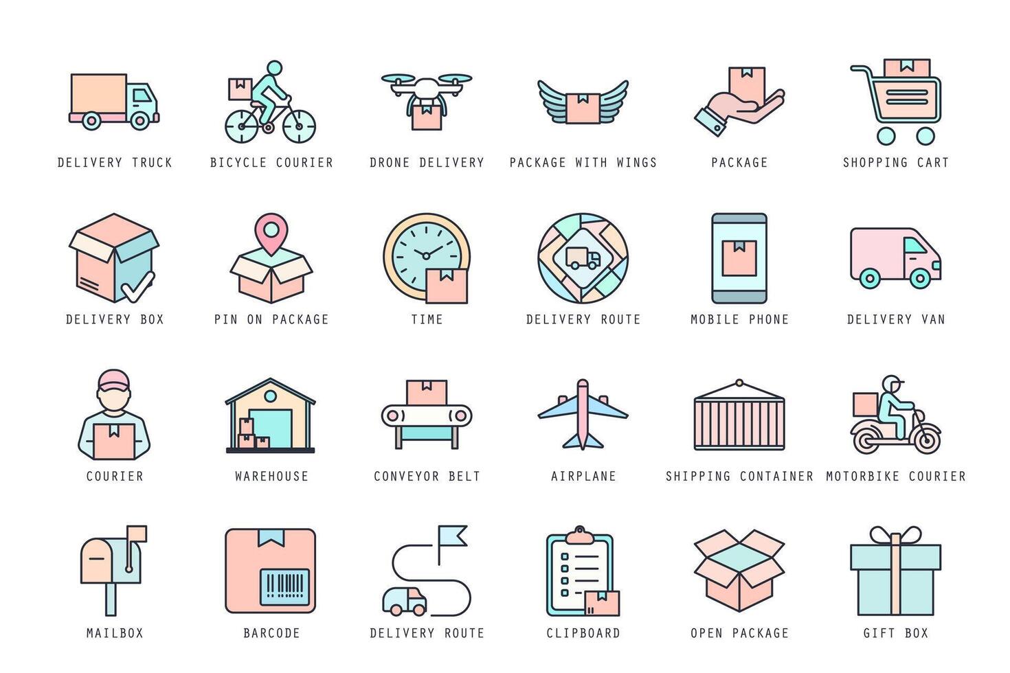 Set of Delivery icons illustration. icons bundle isolated on white background. vector