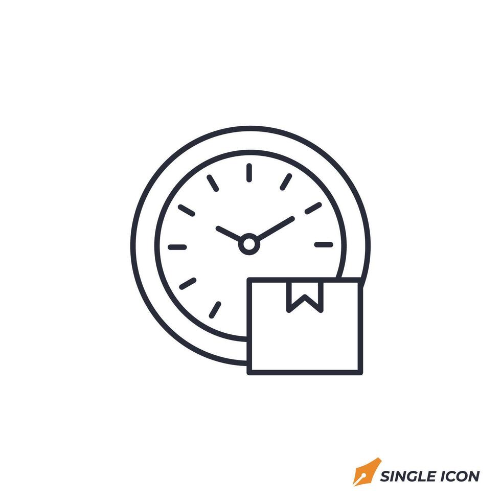 package clock icon illustration. package clock symbol isolated on white background. vector