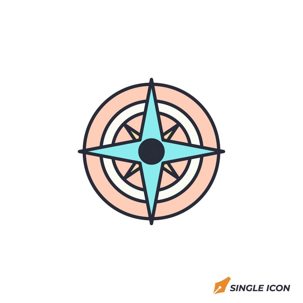 Compass icon illustration. Compass symbol isolated on white background. vector