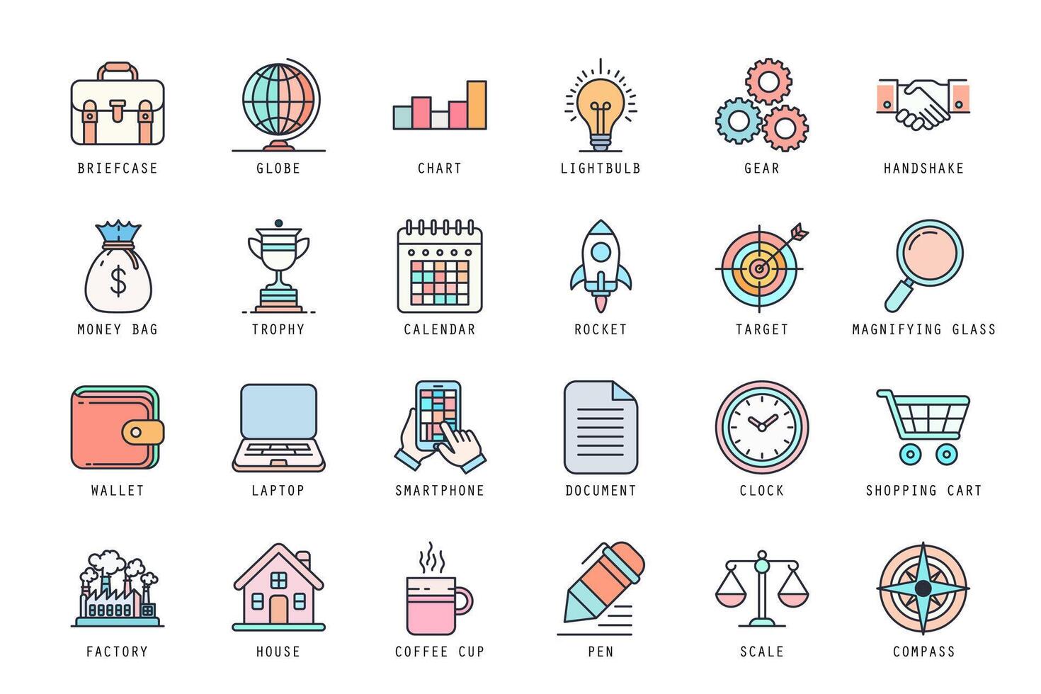 Set of bussiness people icons illustration. icons bundle isolated on white background. vector