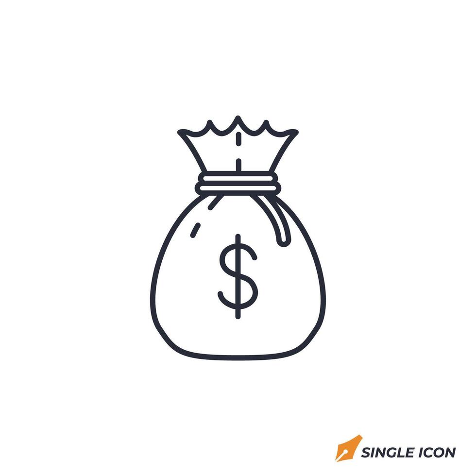 Money bag icon illustration. Money bag symbol isolated on white background. vector