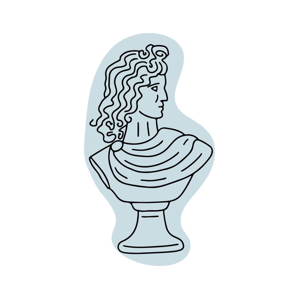 ancient Greek bust of man in linear style vector