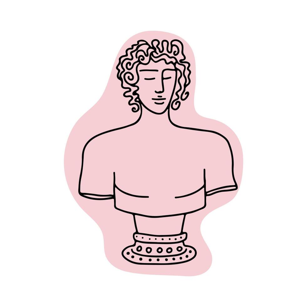 David statue bust linear style illustration vector