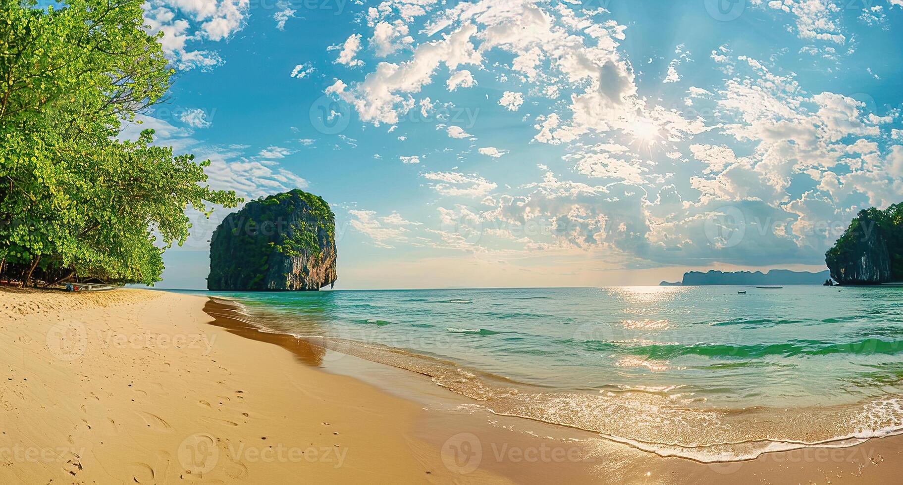 Beach Landscape Blue Sky with Clouds photo