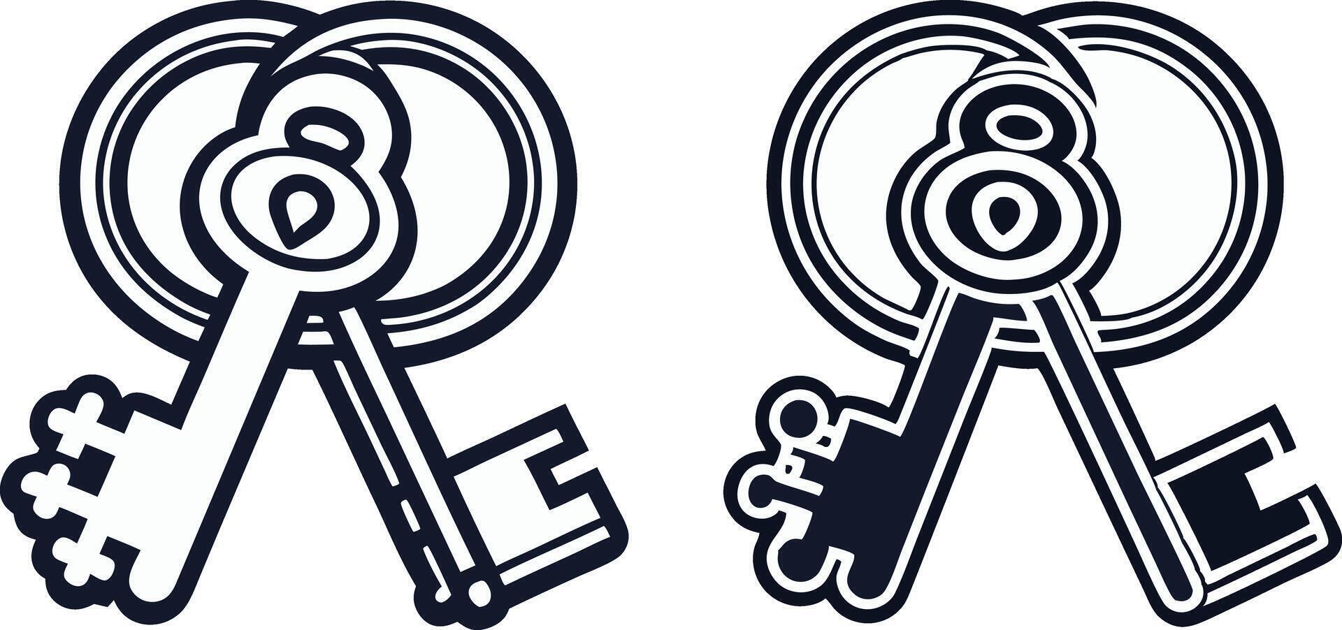 two keys with a keyhole in the middle vector