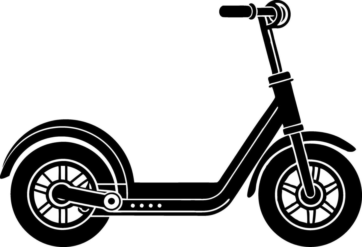 black and white illustration of a scooter logo icon vector
