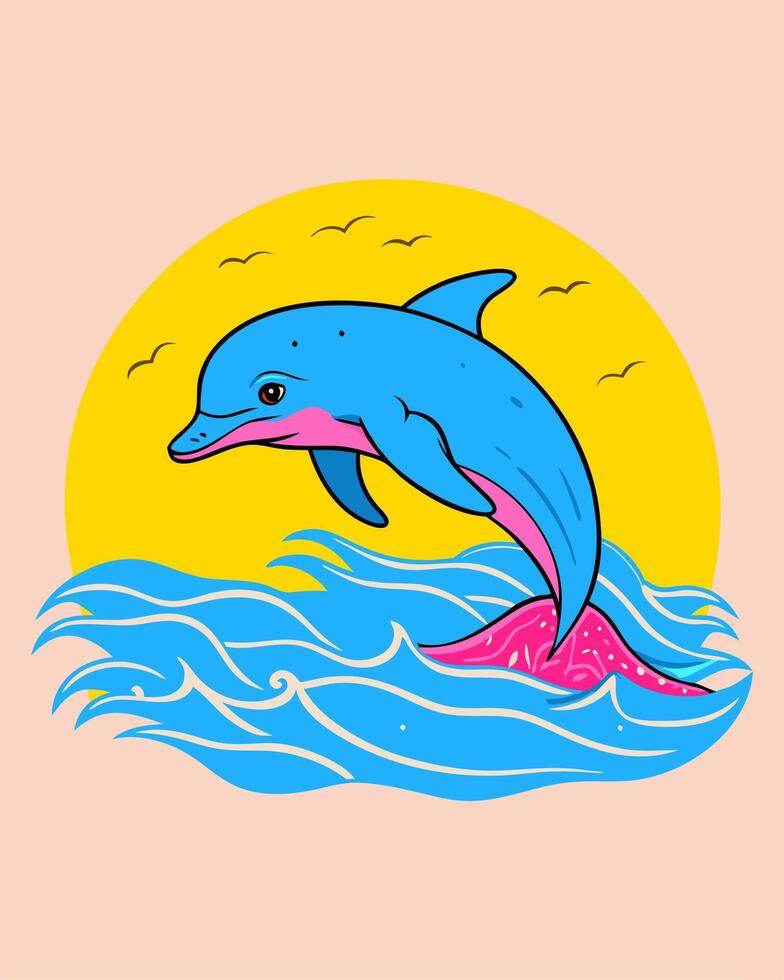 dolphin jumping in the sea logo icon vector