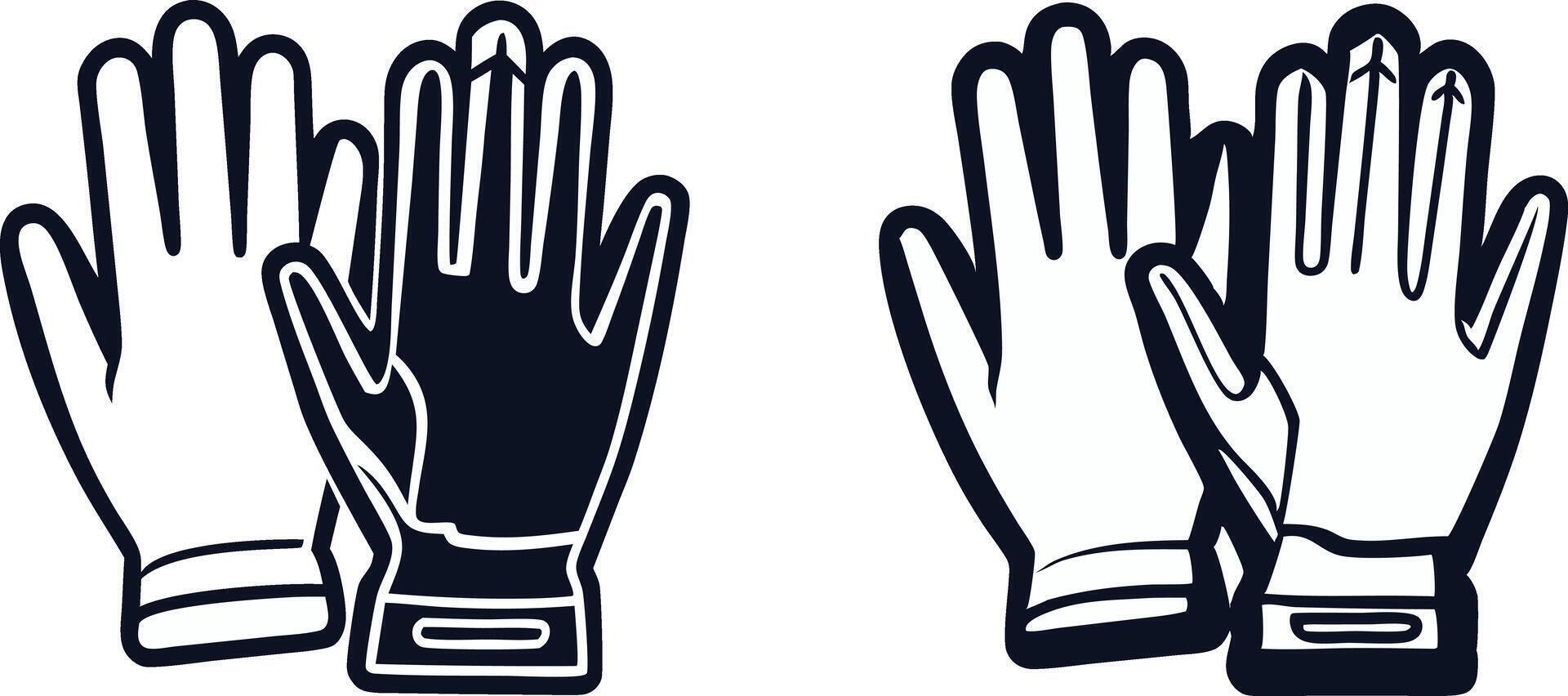 two gloves with one hand on each side vector