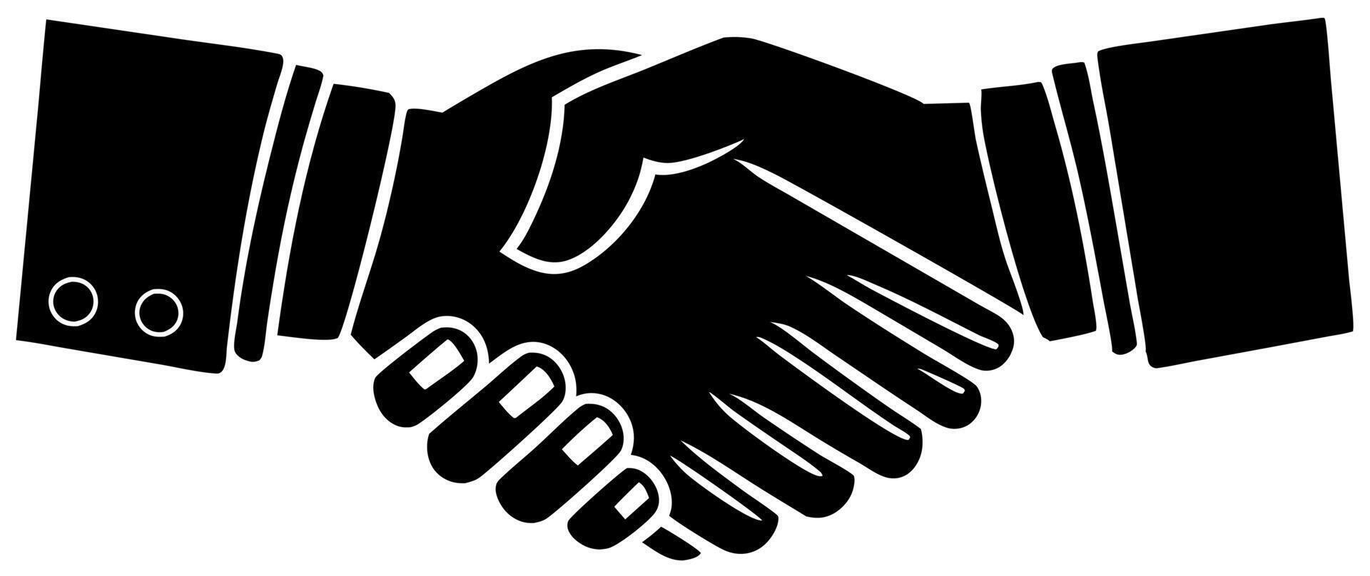 a black and white illustration of two hands shaking vector