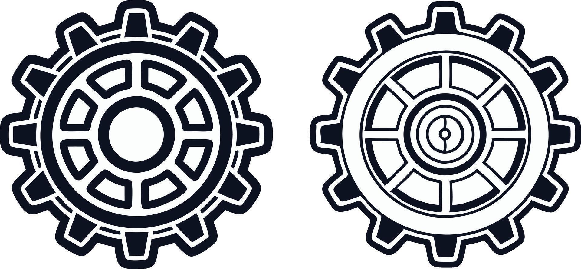 two gears with a white background vector
