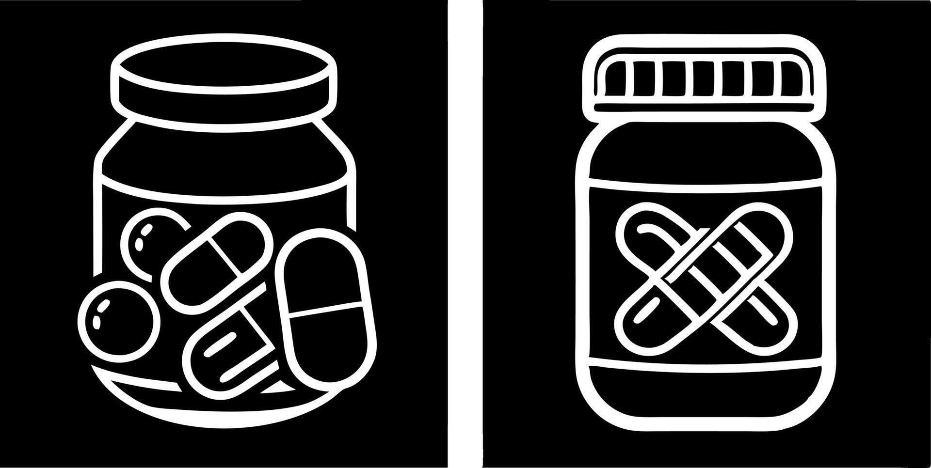 two bottles of pills and pills on a black background vector