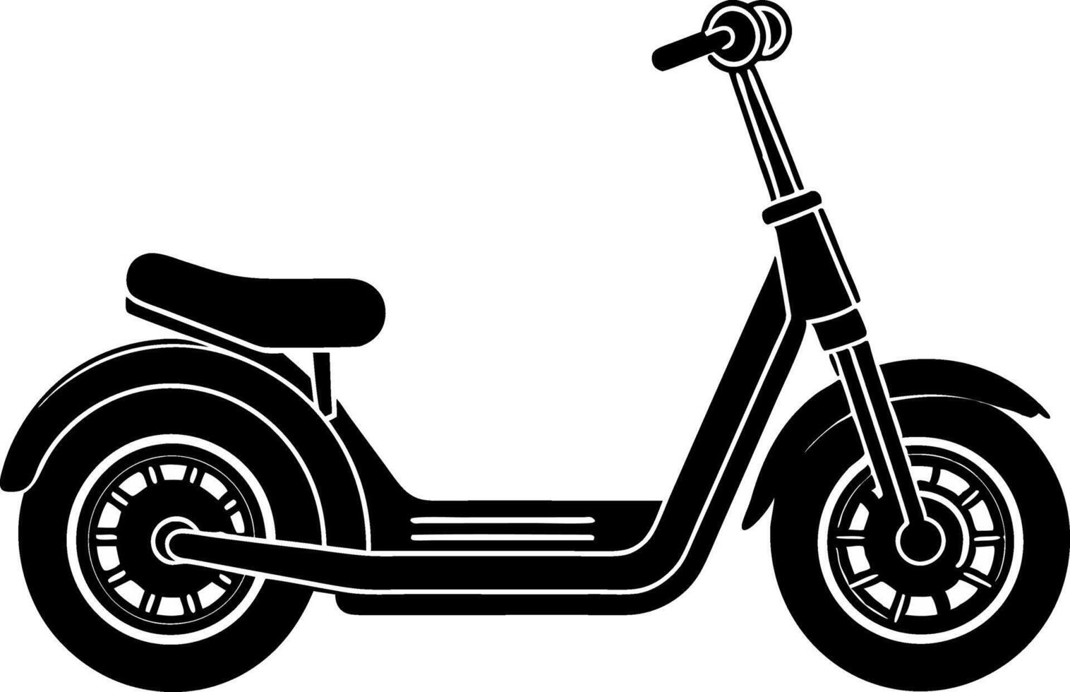 black and white illustration of a scooter logo icon vector
