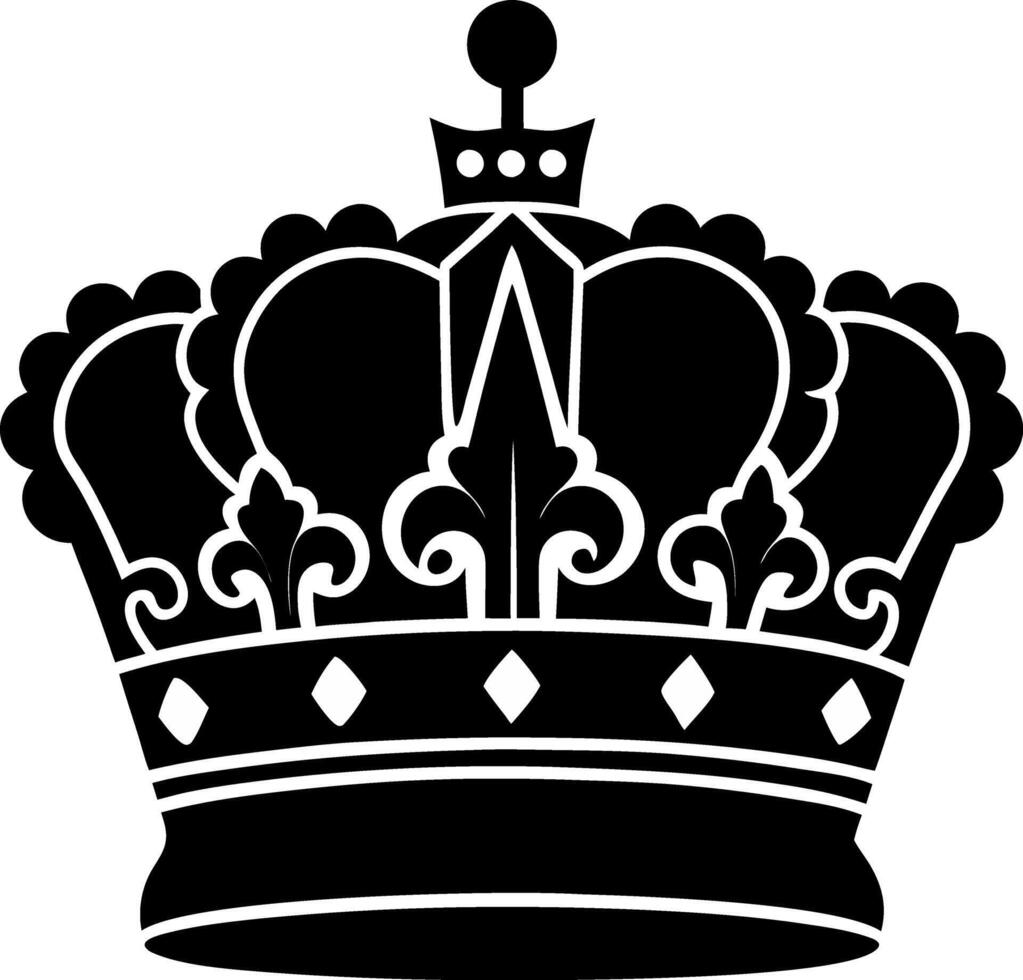 black and white logo illustration of a crown vector