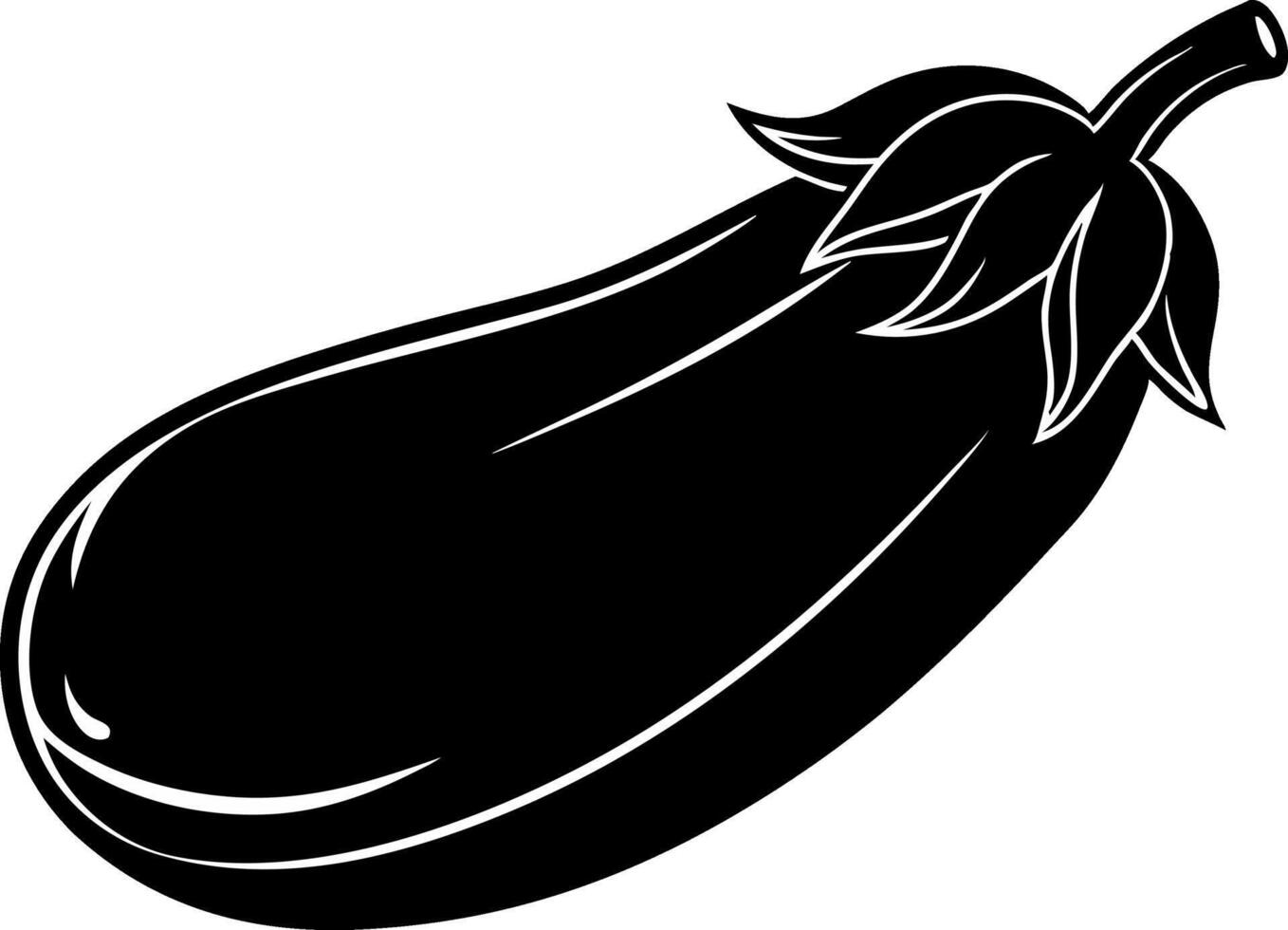 an eggplant is shown in black and white vector