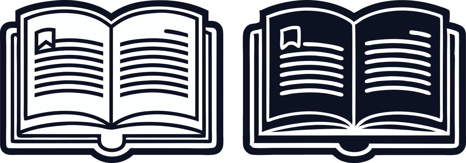 two books are shown in black and white vector