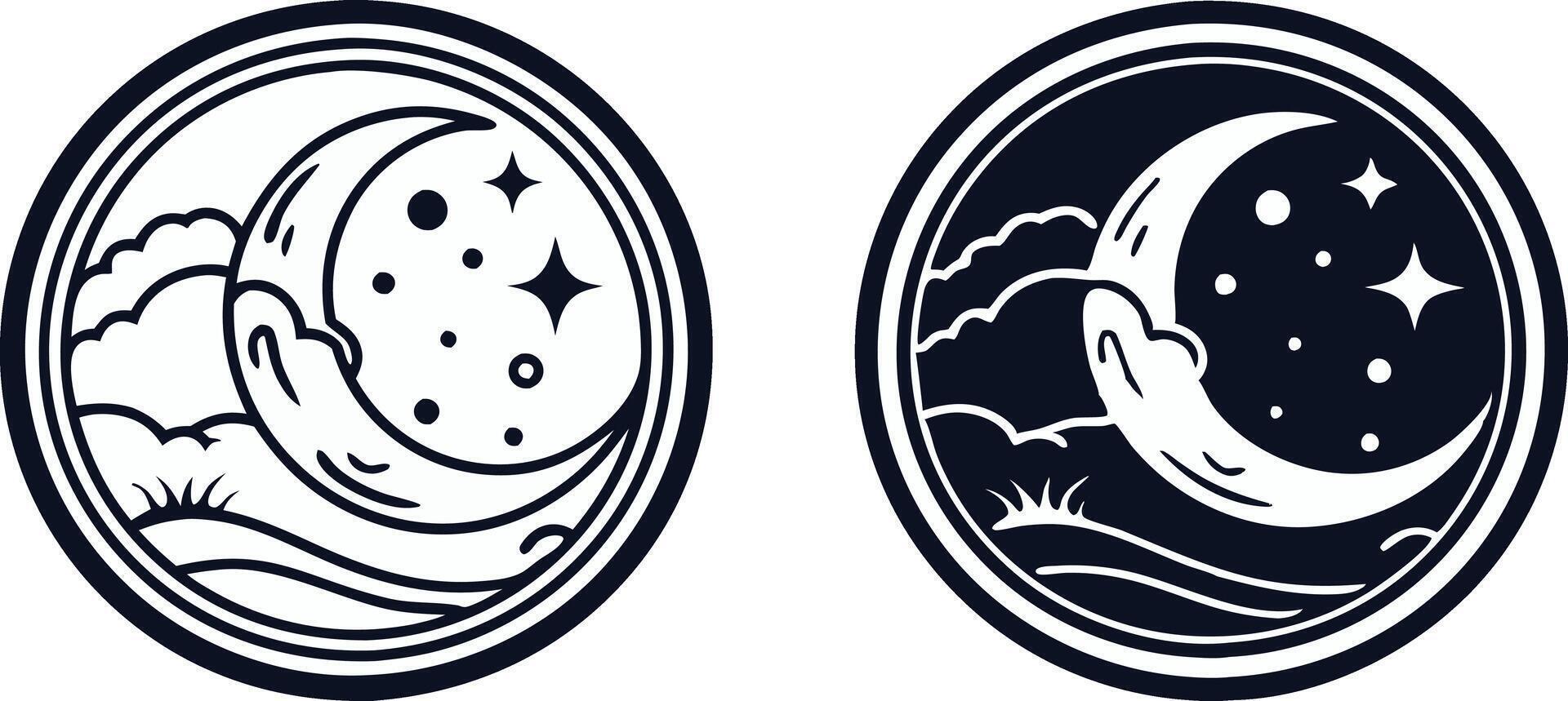 The moon logo icon illustration vector