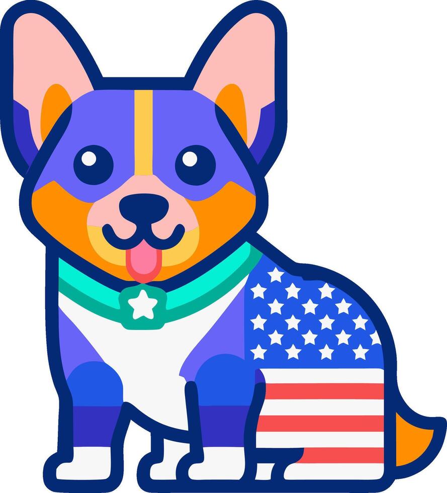 USA style dog logo icon t-shirt design website and app icon Print design illustration vector