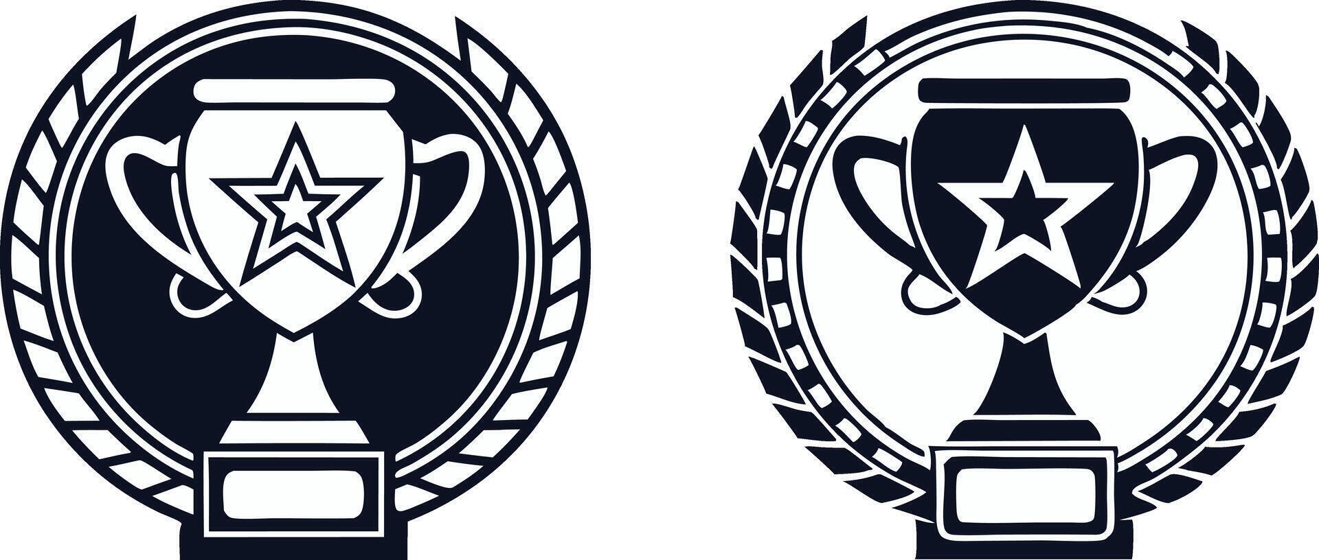 two trophies with stars on them vector