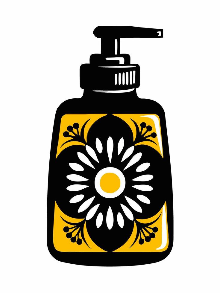 logo icon a bottle of soap with a flower on it vector