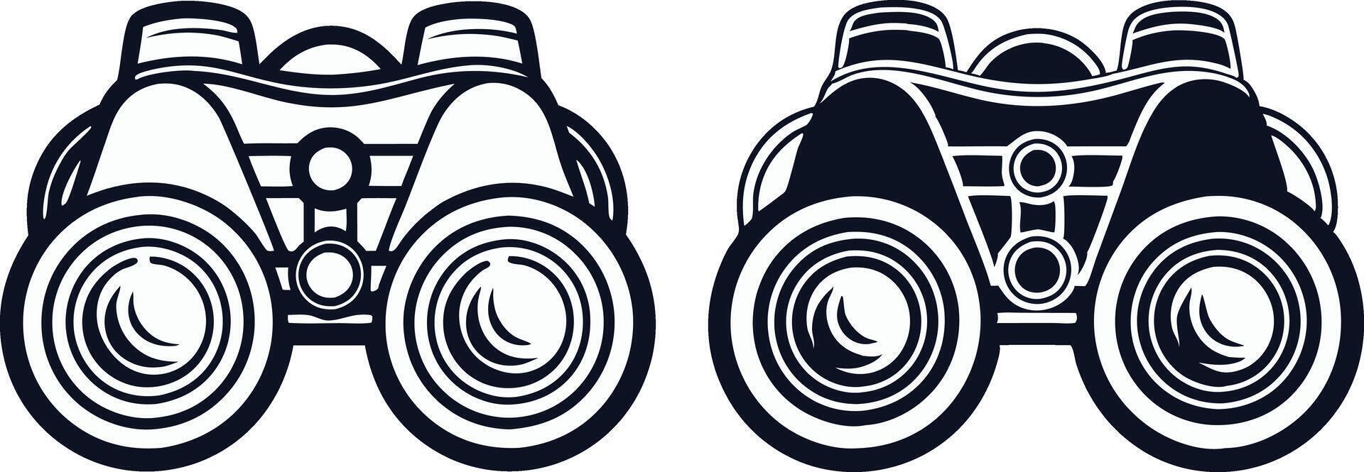 two black and white binoculars on a white background vector