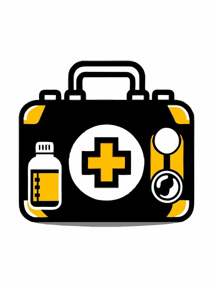 a first aid kit with a cross on it vector