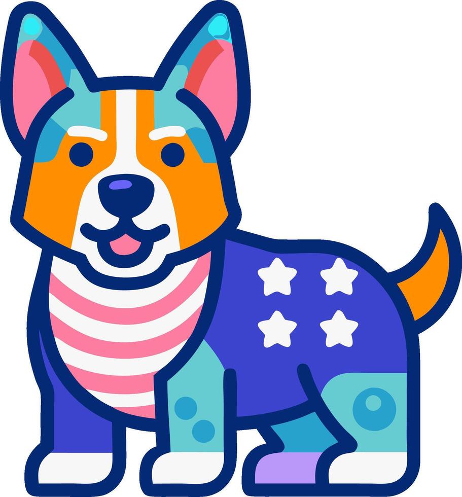 USA style dog logo icon t-shirt design website and app icon Print design illustration vector