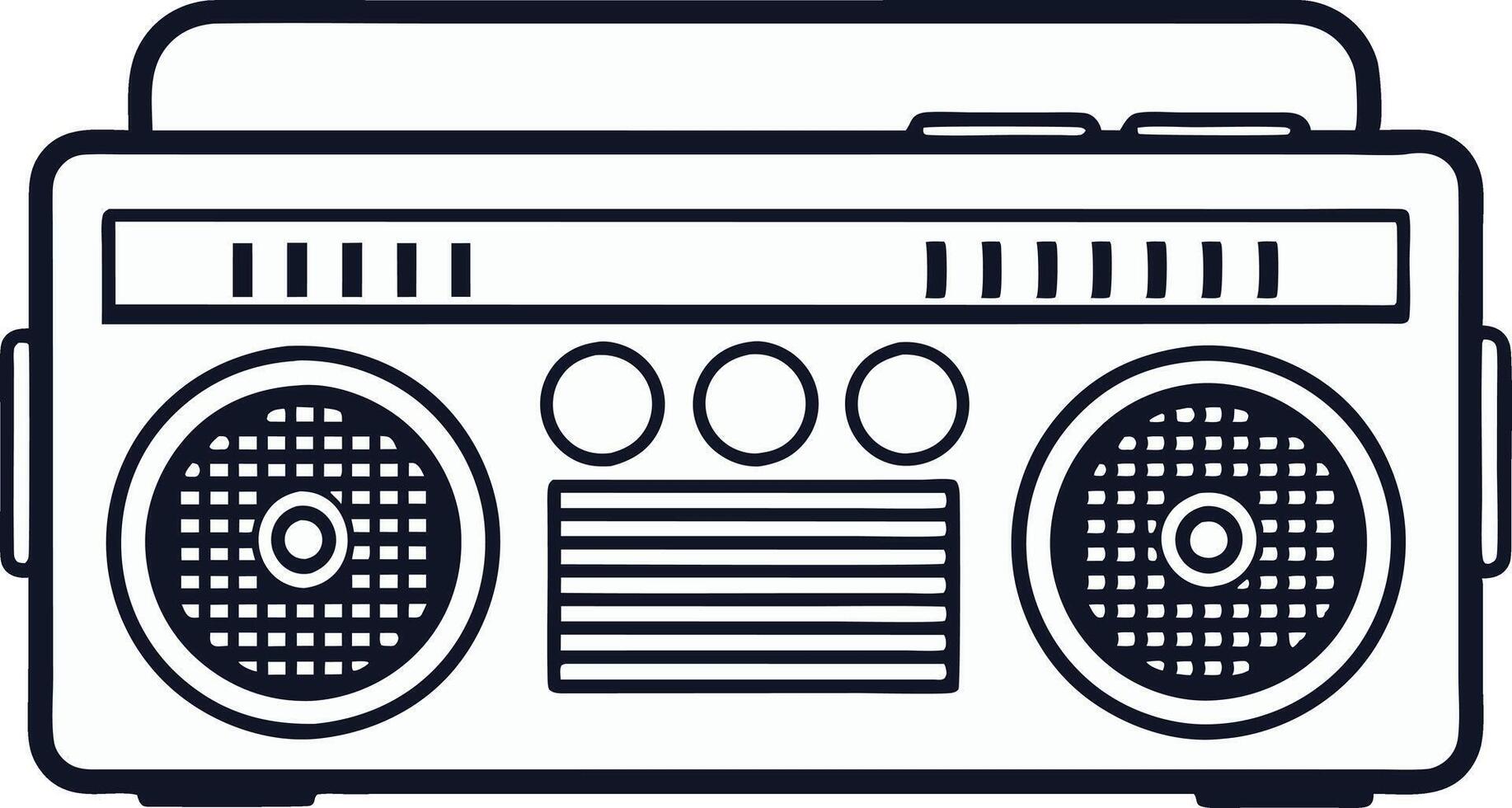 black and white Radio logo symbol for t-shirt, app, website and print design vector