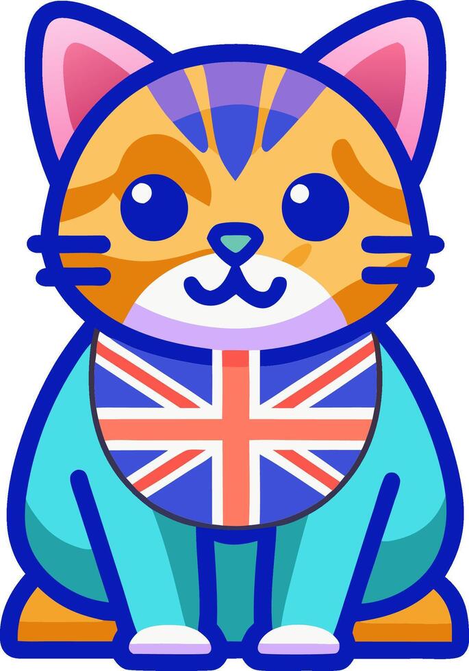Uk style cat logo icon t-shirt design website and app icon Print design illustration vector