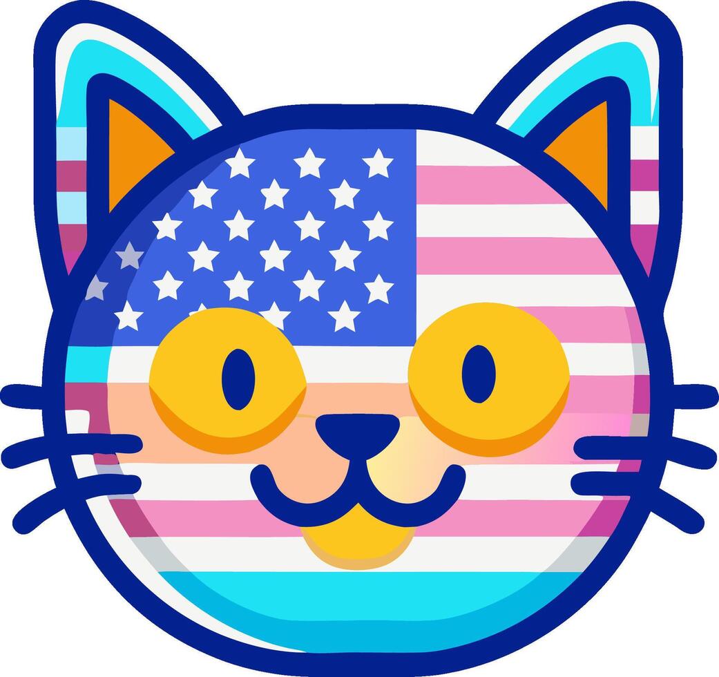 USA style cat logo icon t-shirt design website and app icon Print design illustration vector