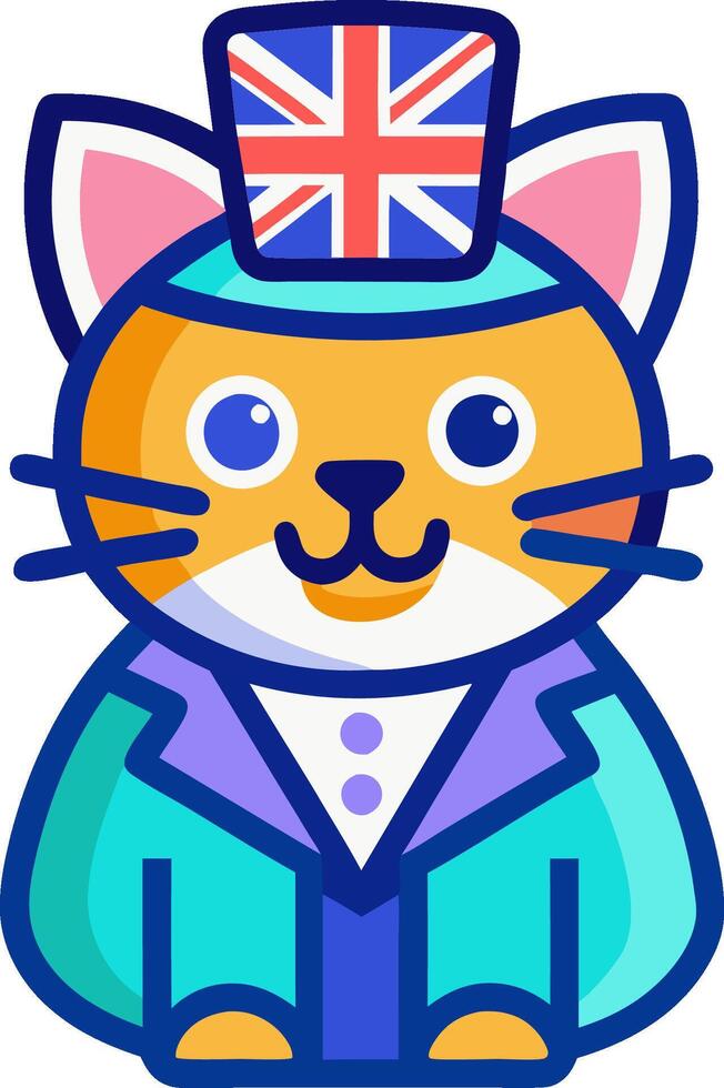 Uk style cat logo icon t-shirt design website and app icon Print design illustration vector