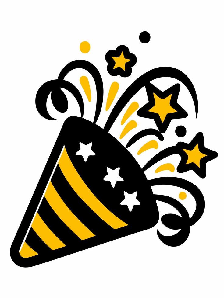a black and yellow star and fireworks icon vector
