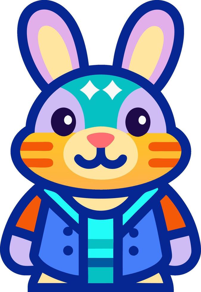 a cartoon rabbit wearing a blue vest and a blue shirt vector