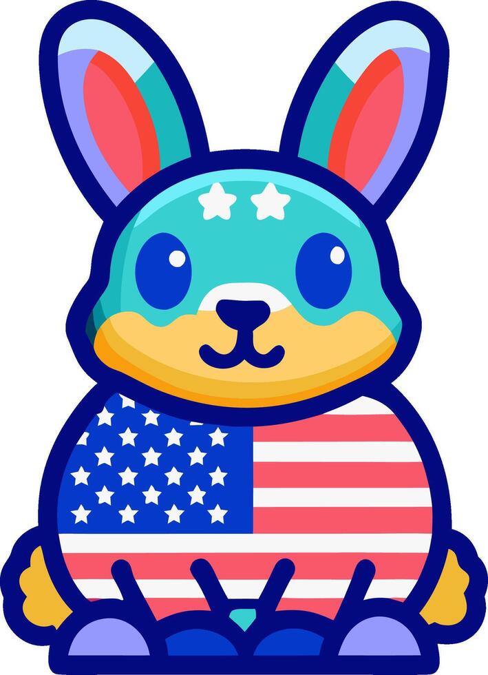a cartoon rabbit with an american flag on its back vector