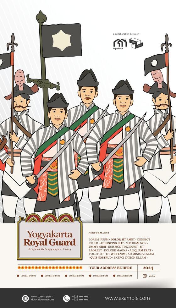 Yogyakarta Royal Guard Bregada Ketanggungan hand drawn illustration vector