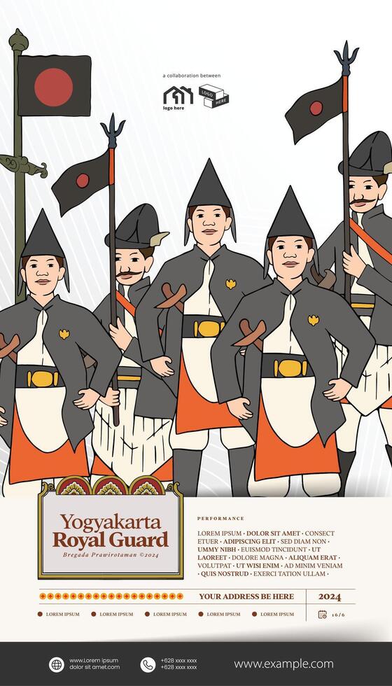 Yogyakarta Royal Guard Bregada Prawirotaman hand drawn illustration vector