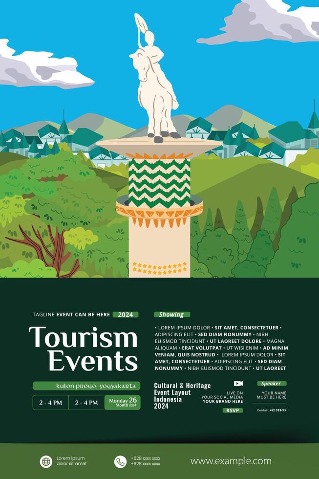 Kulon Progo Yogyakarta city landscape illustration design template vector
