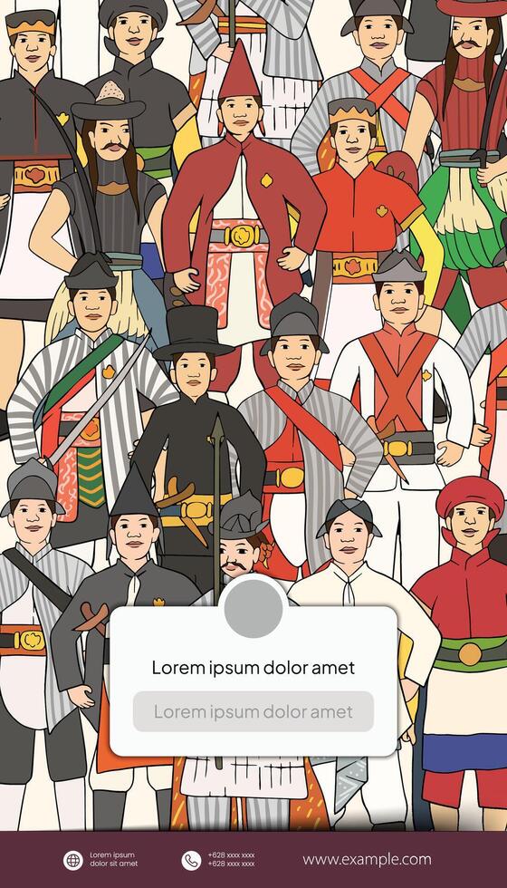 Javanese Poster Layout idea for tourism event with Bregada Illustration vector
