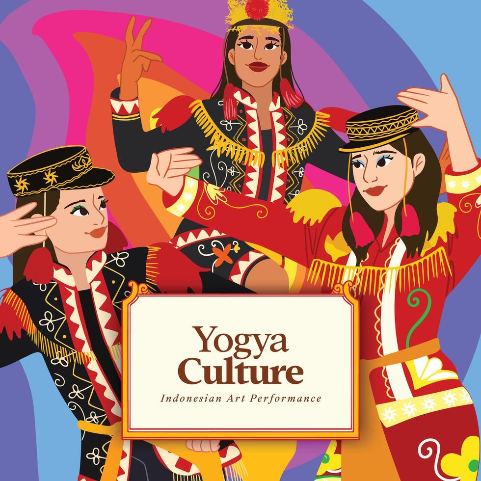 Colorful flat design illustration Indonesian culture angguk dance vector