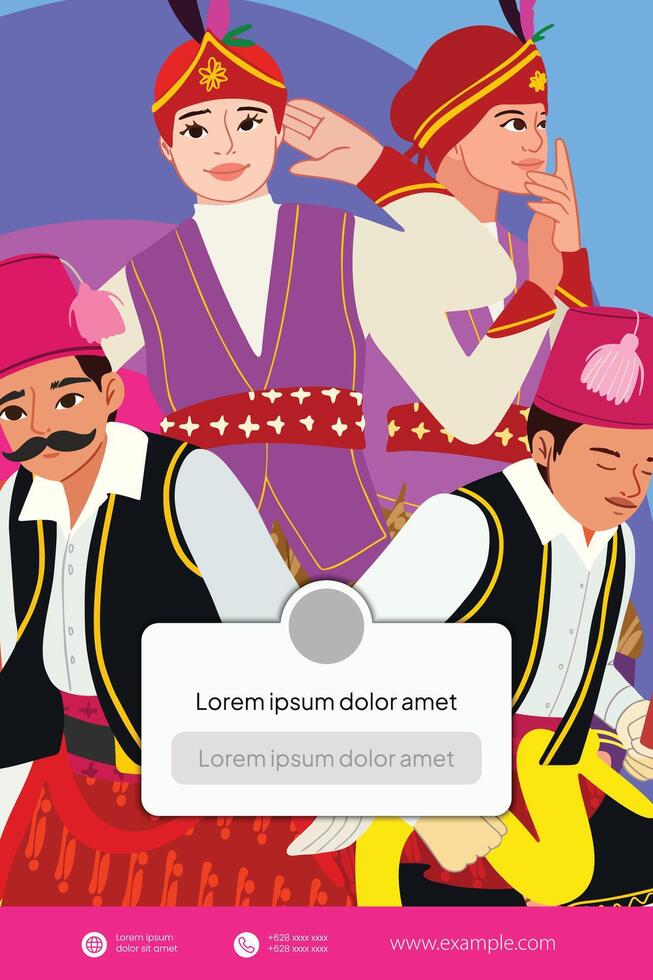 Colorful flat design illustration Indonesian culture badui dancer vector